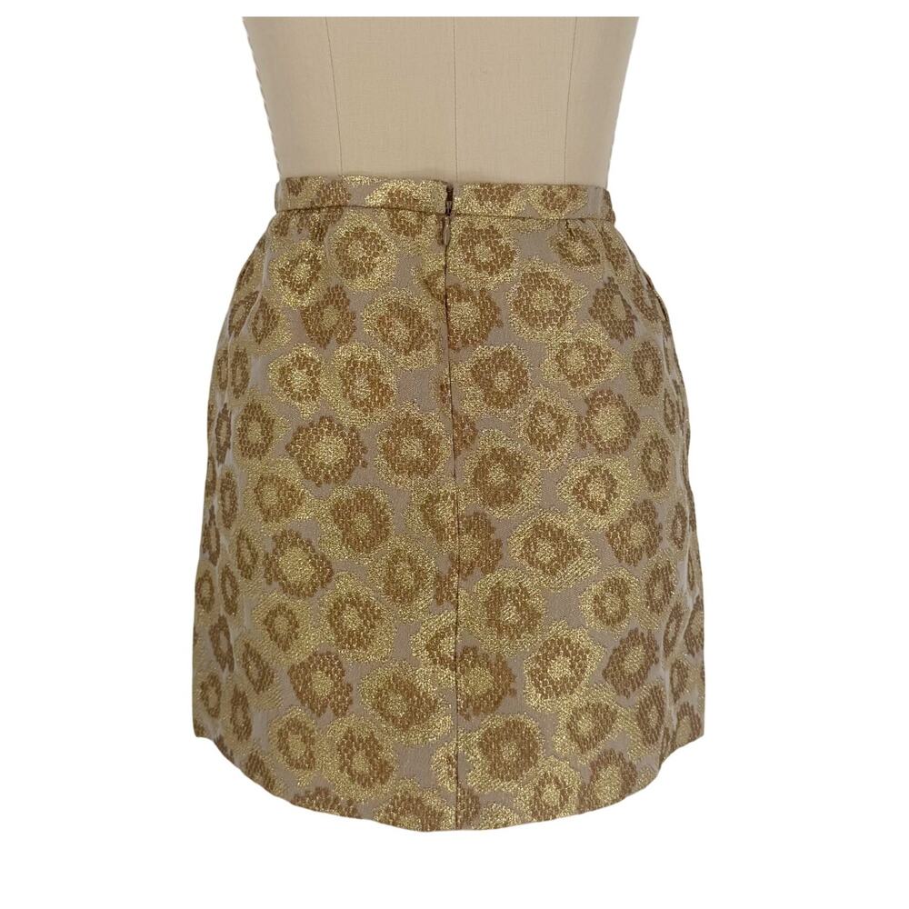 J. Crew Goldenrod Jacquard Mini Skirt Womens size 0 Gold Metallic - Picture 8 of 16
